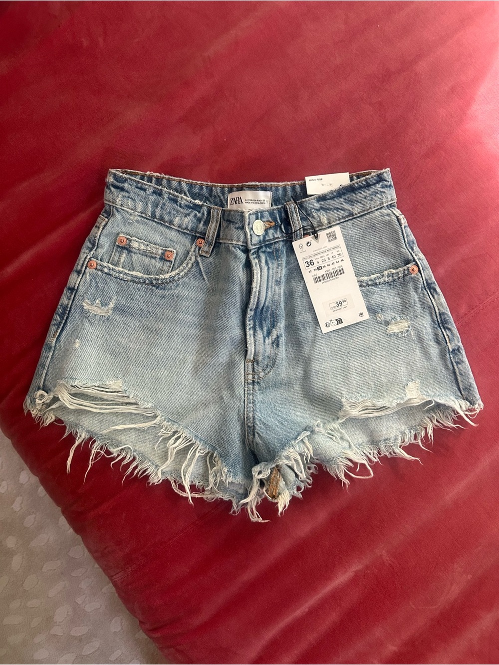 Zara Light Wash Distressed Denim Cutoff Shorts